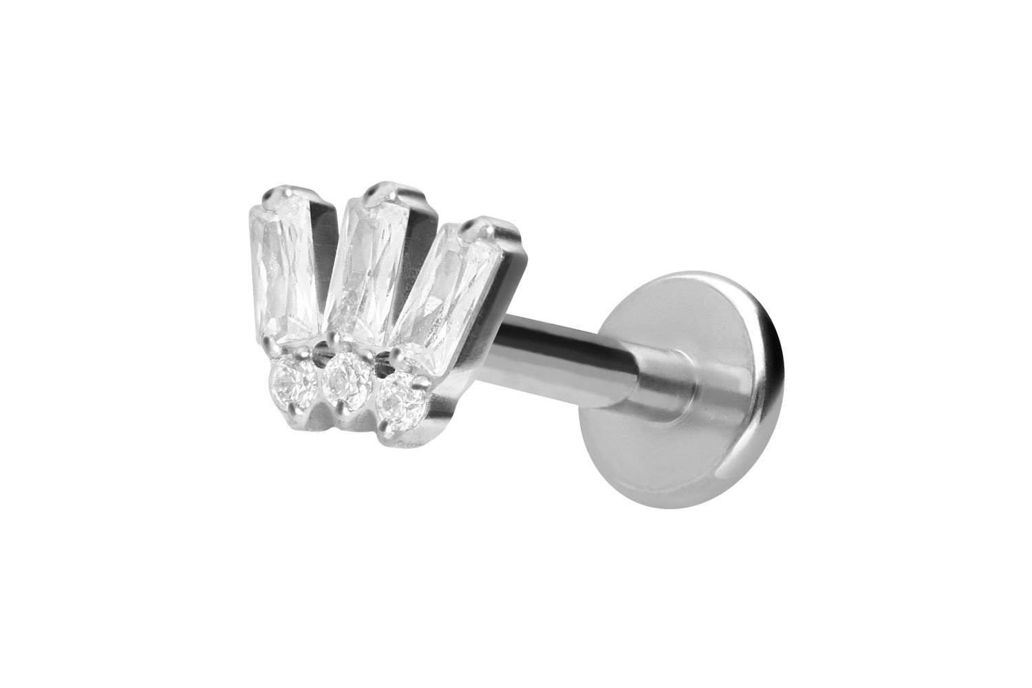 Titan Labret Piercing mit Innengewinde 6 EINGEFASSTE KRISTALLE